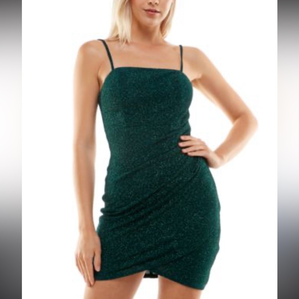 Crystal Doll Elegant Green Spaghetti Strap Dress